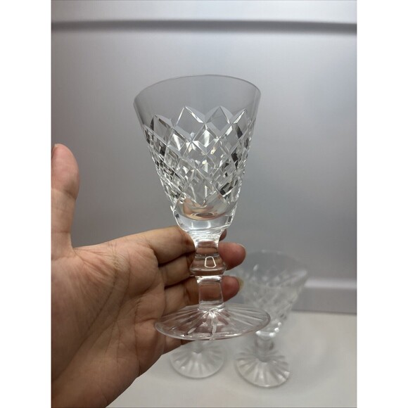3 WATERFORD ADARE CUT CRYSTAL PORT/ CLARET WINE GLASS STEMWARE 5” H - Picture 2 of 14